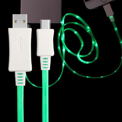 2018 Innovative products visible flow led light flowing micro usb charging data cable for android smartphone charger cord