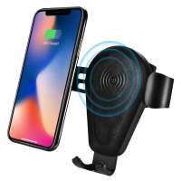 High Quality 10W Real Leather Fast Wireless Charger Gravity Car Mount Wireless Car Charger for iPhone for Samsung Charging