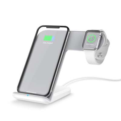 2 in 1 Desk Wireless Fast Charging Stand Case For Apple Watch iPhone X XS Max,Wireless Charger Dock For Samsung Note8/S9/S8+