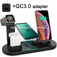 QC 3.0 Fast Qi Wireless Charger Stand for iPhone X XS MAX XR Charging Dock Station for Apple Watch 4 3 2 1 for Airpods