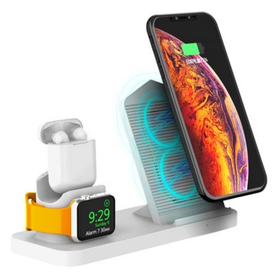 3 in 1 10W Qi Fast Phone Wireless Charger Stand Replacement For iPhone Samsung Apple Watch Series